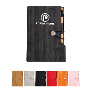 Woodgrain Notebook with Sticky Notes & Pen